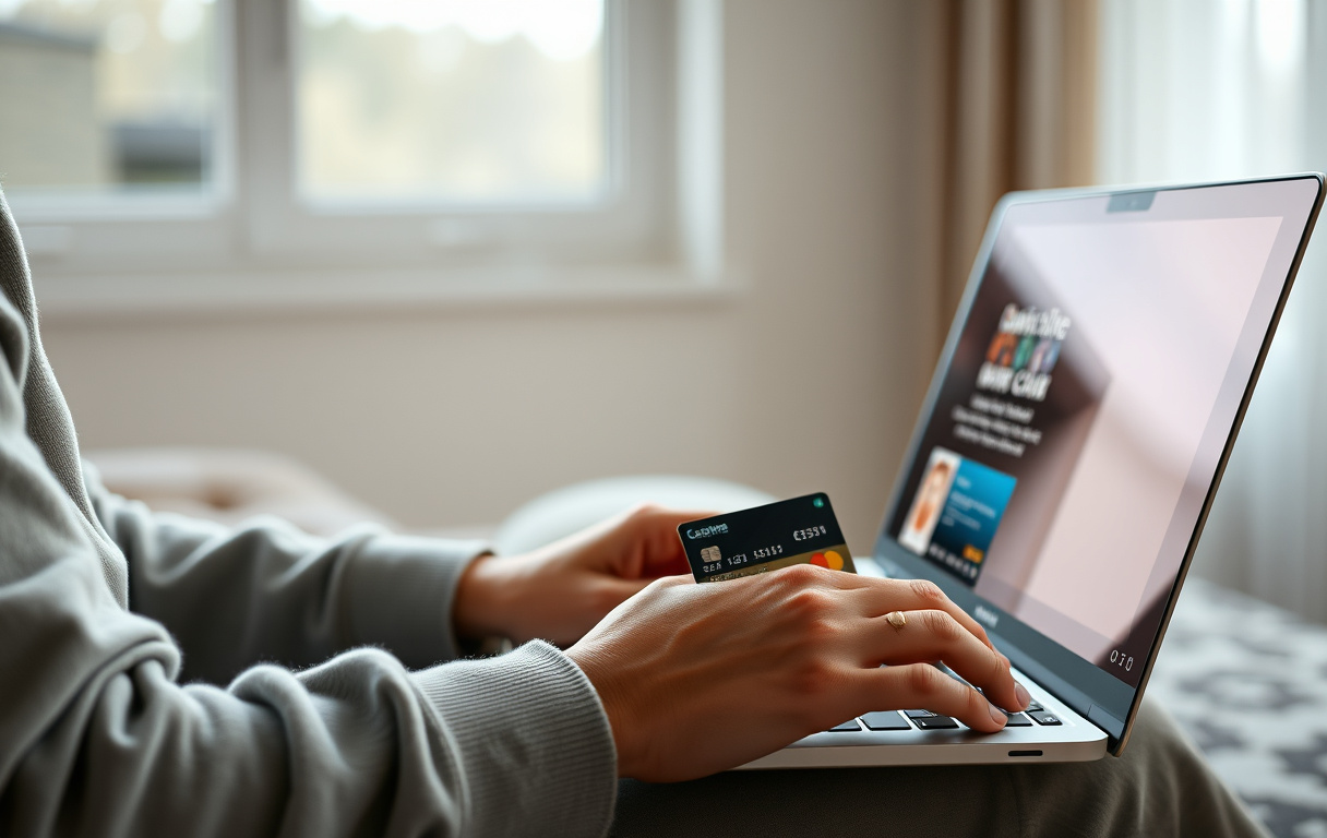 En person som velger betalingsmetode på et nettcasino på laptop
